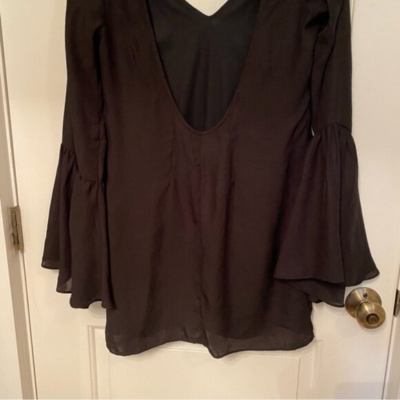 SHOW ME YOUR MUMU DRESS MINI V-NECK SCOOP BACK LONG SLEEVE BELL CUFF SIZE M - Picture 7 of 9